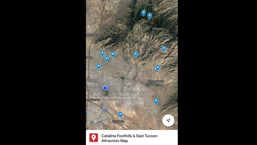 Map of Attractions: Catalina Foothills & East Tucson